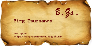 Birg Zsuzsanna névjegykártya